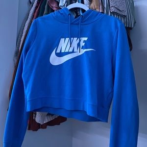 blue cropped NIKE hoodie
